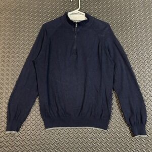 Collezioni Inspired by Italy Cotton Cashmere Quarter Zip Sweater Navy Blue Men L